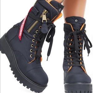 Dolls Kill Poster Grl Combat Flight Boots